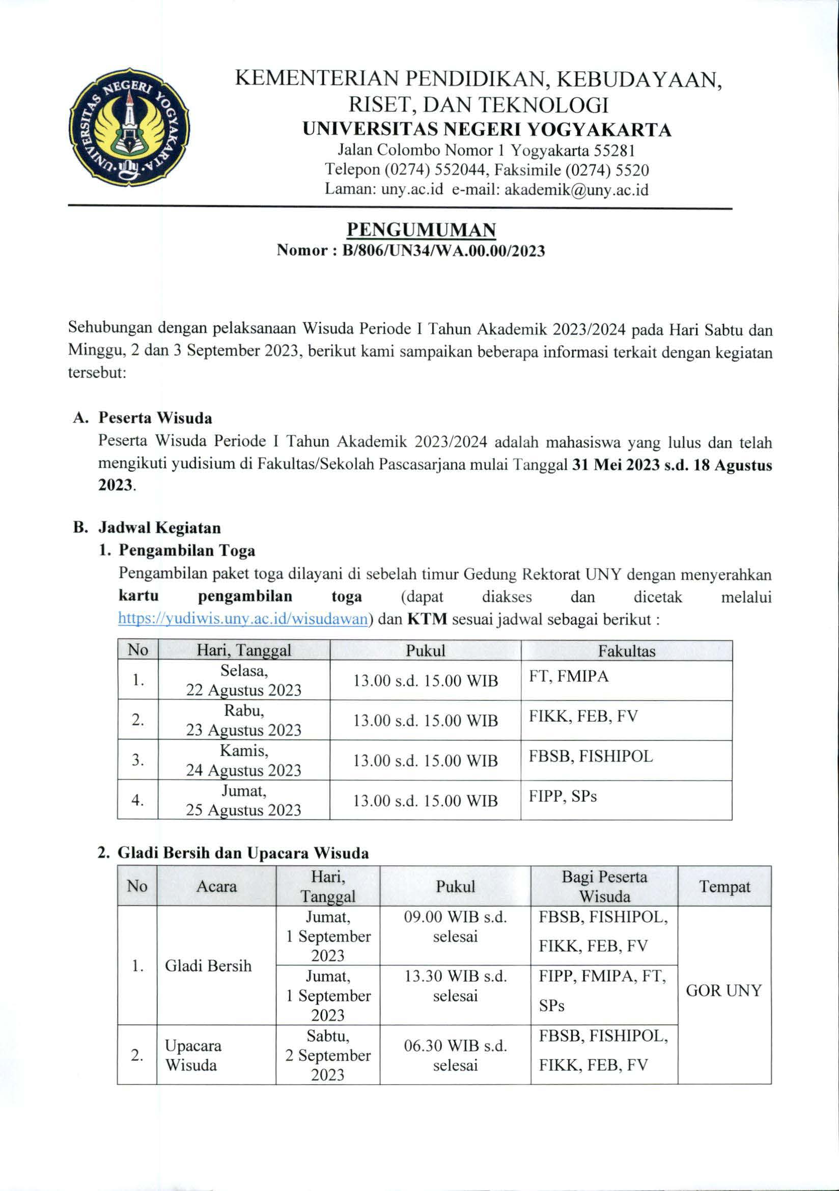 PELAKSANAAN WISUDA PERIODE I TAHUN AKADEMIK 2023/2024 | Universitas ...